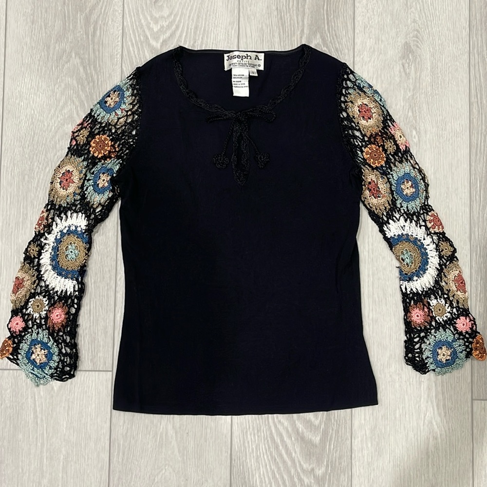 Joseph A. Embroidered Sleeve Sweater